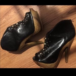 Leather studded booties